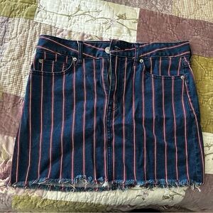 Striped Denim Mini Skirt